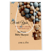 Teddy Bear Baby shower Pastel Hete Luchtballon Medium Cadeauzakje (Voorkant)