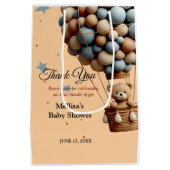 Teddy Bear Baby shower Pastel Hete Luchtballon Medium Cadeauzakje (Achterkant)