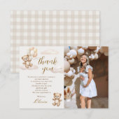 Teddy Bear Baby Shower Photo Bedankkaart (Voorkant / Achterkant)