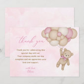 Teddy Bear Baby Shower Pink Bedankkaart (Voorkant / Achterkant)