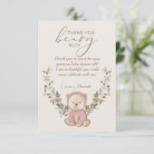 Teddy Bear Baby shower Pink Girl's Bedankkaart (Staand voorkant)