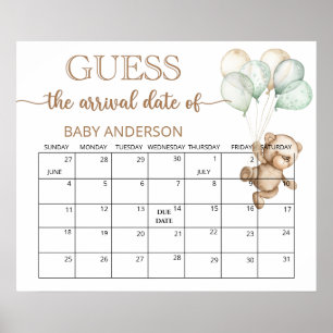 Teddy Bear Baby shower Raad Vervaldatum agenda Poster