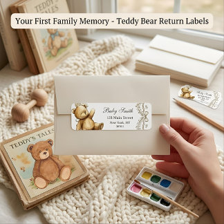 Teddy Bear Baby Shower Retouradreslabels Etiket