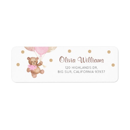 Teddy Bear Baby shower Return Address Etiket (Voorkant)