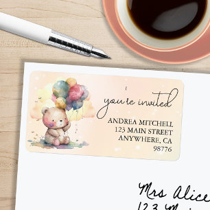 Teddy Bear Baby shower Return Address Etiket