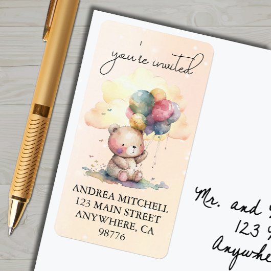 Teddy Bear Baby shower Return Address Etiket