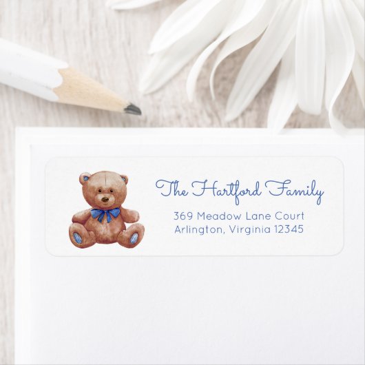 Teddy Bear Baby shower Return Address Label (Insitu)