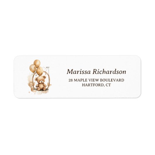 Teddy Bear Baby shower Return Address Label (Voorkant)