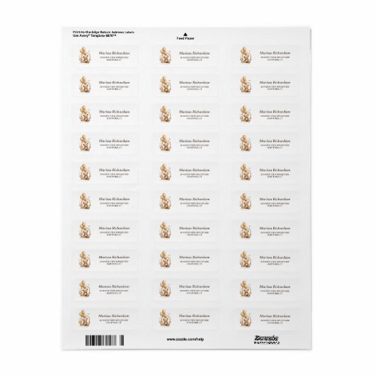 Teddy Bear Baby shower Return Address Label (Full Sheet)