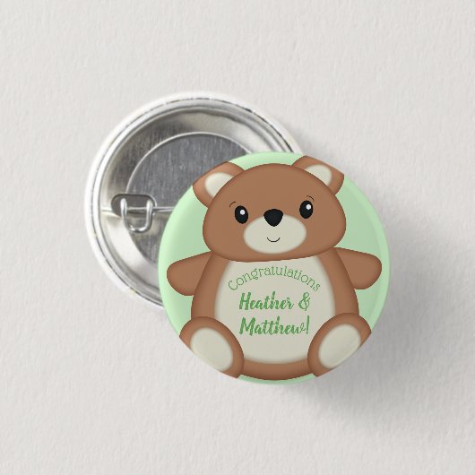 Teddy Bear Baby shower Ronde Button 3,2 Cm (Voorkant /achterkant)