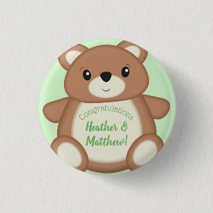 Teddy Bear Baby shower Ronde Button 3,2 Cm