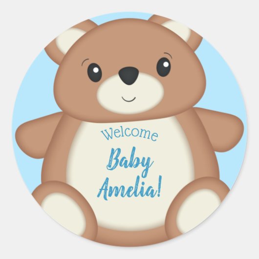 Teddy Bear Baby shower Ronde Sticker (Voorkant)