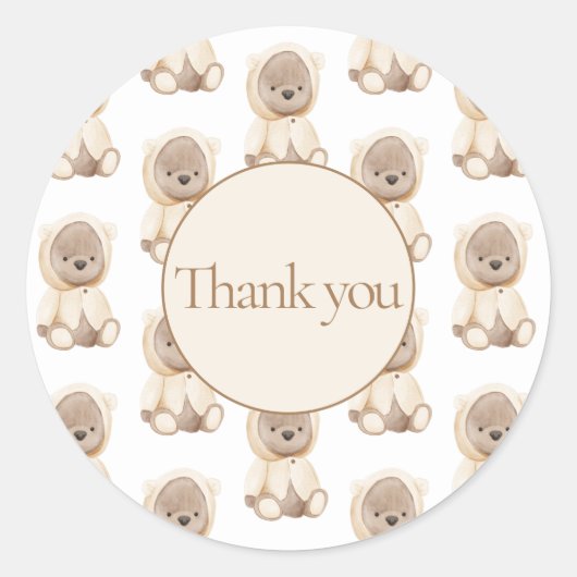 Teddy Bear Baby shower Ronde Sticker (Voorkant)
