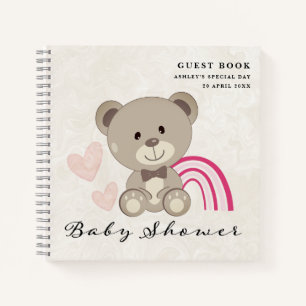 Teddy Bear Baby shower (roze) Guest Book Notitieboek