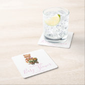 Teddy Bear Baby shower roze roze roze floraal Kartonnen Onderzetters (Insitu)