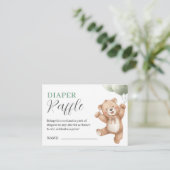 Teddy Bear Baby Shower Sage Green Diaper Raffle Informatiekaartje (Staand voorkant)