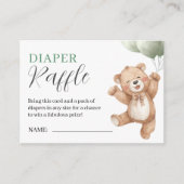 Teddy Bear Baby Shower Sage Green Diaper Raffle Informatiekaartje (Voorkant)