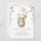 Teddy Bear Baby shower Sage Green en Brown Kaart (Voorkant)