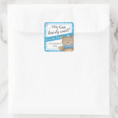 Teddy Bear Baby shower Save the Date Vierkante Sticker (Tas)