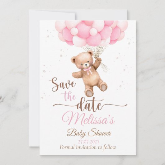 Teddy Bear Baby shower Save The Date We Can Barly Kaart (Voorkant)