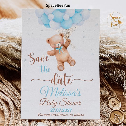 Teddy Bear Baby shower Save The Date We Can Barly Kaart