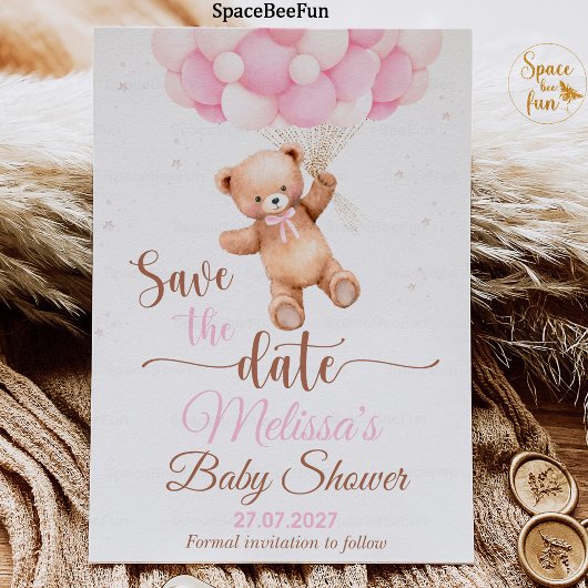 Teddy Bear Baby shower Save The Date We Can Barly Kaart