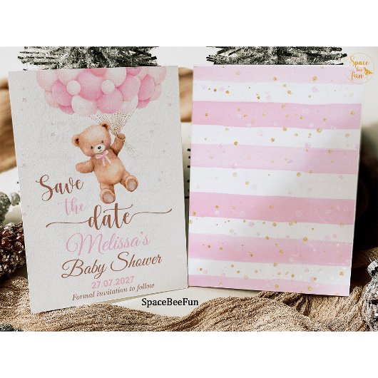 Teddy Bear Baby shower Save The Date We Can Barly Kaart