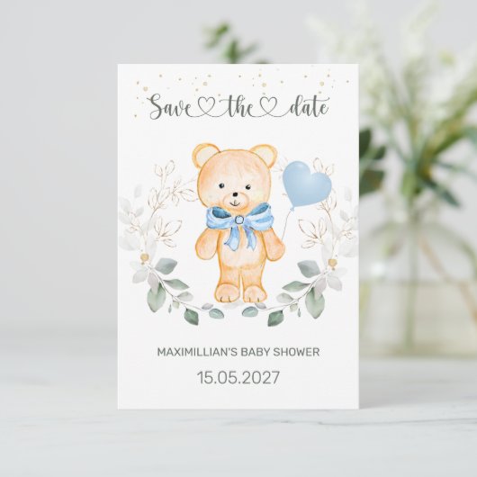 Teddy Bear Baby shower Sla de datum op (Staand voorkant)