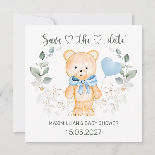 Teddy Bear Baby shower Sla de datum op (Voorkant)