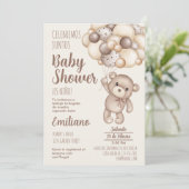 Teddy Bear Baby shower Spaanse uitnodiging (Staand voorkant)