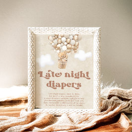 Teddy Bear Baby shower Spel Late Night Luiers Poster