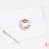 Teddy Bear Baby shower Sticker, roze achtergrond Ronde Sticker (Envelop)
