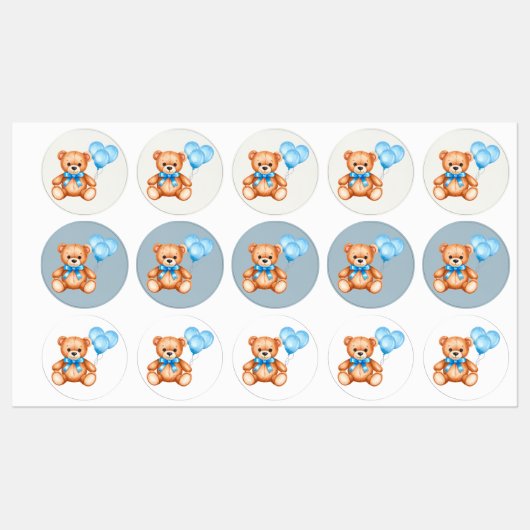 Teddy Bear Baby shower Stickers (Vel)