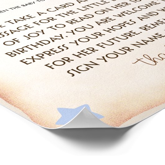 Teddy Bear baby shower Tijd Capsule Spel teken Poster (Hoek)