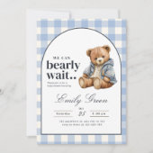 Teddy Bear Baby shower Uitnodigen, Blue Boy Baby s Kaart (Voorkant)
