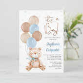 Teddy Bear Baby shower, Uitnodiging (Staand voorkant)