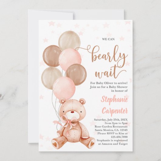 Teddy Bear Baby shower Uitnodiging (Voorkant)