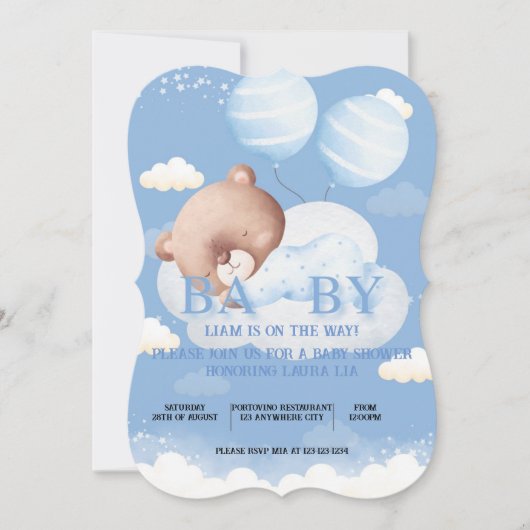 TEDDY BEAR BABY SHOWER UITNODIGING (Voorkant)