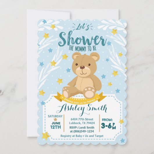 Teddy Bear Baby shower uitnodiging (Voorkant)