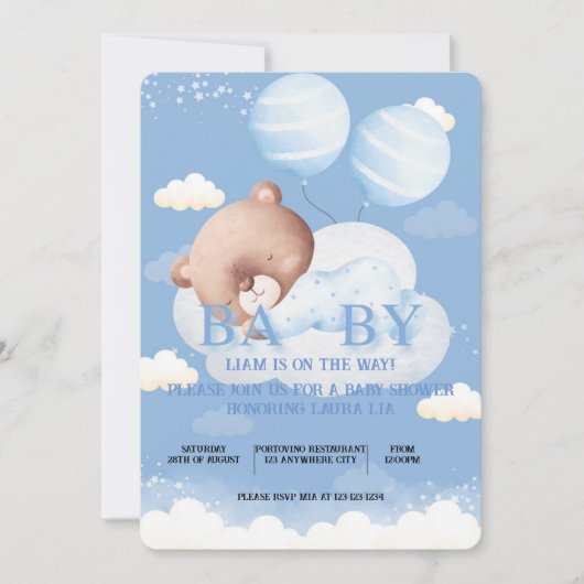 TEDDY BEAR BABY SHOWER UITNODIGING (Voorkant)