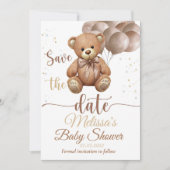 Teddy Bear Baby Shower Uitnodiging bewaar de datum (Voorkant)