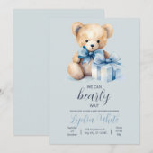 Teddy Bear Baby shower Uitnodiging kan nauwelijks  (Voorkant / Achterkant)