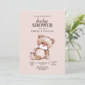 Teddy Bear Baby shower Uitnodiging kan nauwelijks (Staand voorkant)