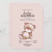 Teddy Bear Baby shower Uitnodiging kan nauwelijks (Voorkant / Achterkant)