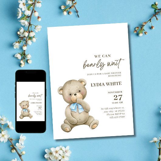 Teddy Bear Baby shower Uitnodiging kan nauwelijks