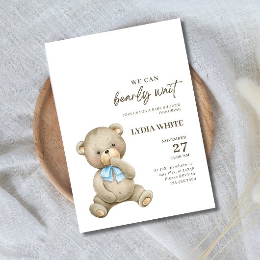 Teddy Bear Baby shower Uitnodiging kan nauwelijks 