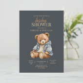 Teddy Bear Baby shower Uitnodiging kan nauwelijks  (Staand voorkant)