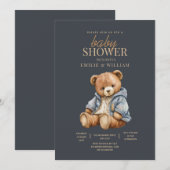 Teddy Bear Baby shower Uitnodiging kan nauwelijks  (Voorkant / Achterkant)