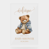 Teddy Bear Baby shower Uitnodiging kan nauwelijks  Acryl Bord (Voorkant)