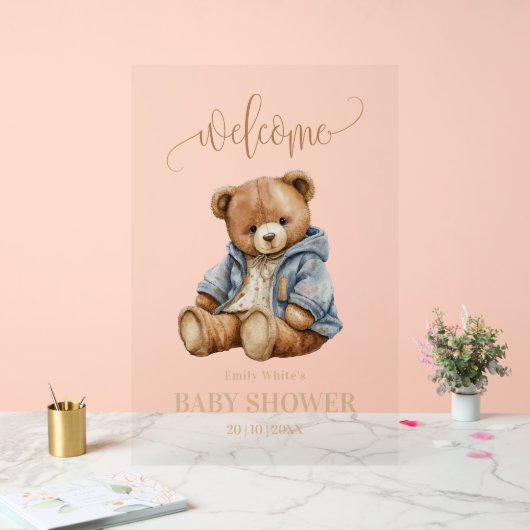 Teddy Bear Baby shower Uitnodiging kan nauwelijks  Acryl Bord (Huwelijk)